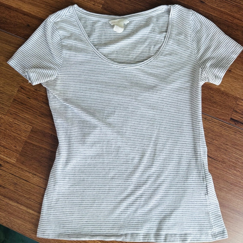 H&M Basics Striped Scoop Neck Women's Top